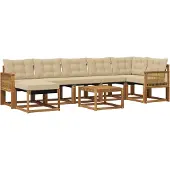 vidaXL Buiten bank set 8 st Natuurlijk en Beige