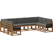 vidaXL Buiten bank set 9 st Natuurlijk en Antraciet