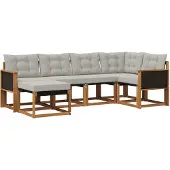 vidaXL Buiten bank set 6 st Naturel en lichtgrijs