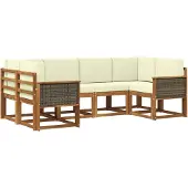 vidaXL Buiten bank set 6 st Natuurlijk en Crème Massief Acacia Hout