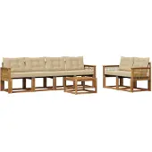 vidaXL Buiten bank set 7 st Natuurlijk en Beige