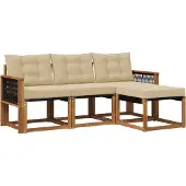 vidaXL Buiten bank set 4 st Natuurlijk en Beige