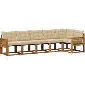 vidaXL Buiten bank set 6 st Natuurlijk en Beige