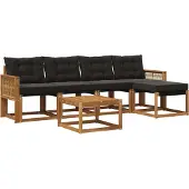vidaXL Buiten bank set 6 st Naturel en Zwart