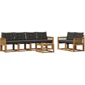 vidaXL Buiten bank set 7 st Naturel en Zwart
