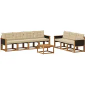 vidaXL Buiten bank set 8 st Natuurlijk en Beige