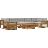 vidaXL Buiten bank set 8 st Naturel en lichtgrijs