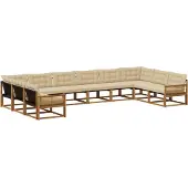 vidaXL Buiten bank set met kussen 10 pcs Natuurlijk en Beige