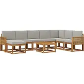 vidaXL Buiten bank set 9 st Naturel en lichtgrijs Polyester