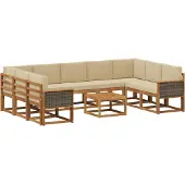 vidaXL Buiten bank set 10 st Natuurlijk en Beige
