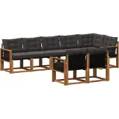 vidaXL Buiten bank set 8 st Naturel en Zwart