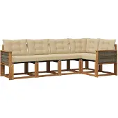 vidaXL Buiten bank set 5 st Natuurlijk en Beige
