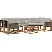 vidaXL Buiten bank set 8 st Naturel en lichtgrijs
