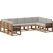 vidaXL Buiten bank set 9 st Naturel en lichtgrijs Massief Acacia Hout