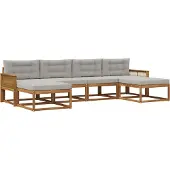 vidaXL Buiten bank set 6 st Naturel en lichtgrijs