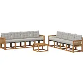 vidaXL Buiten bank set 9 st Naturel en lichtgrijs