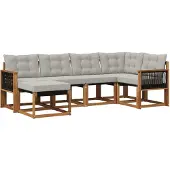 vidaXL Buiten bank set 6 st Naturel en lichtgrijs
