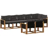 vidaXL Buiten bank set 8 st Naturel en Zwart