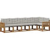 vidaXL Buiten bank set 6 st Naturel en lichtgrijs