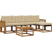 vidaXL Buiten bank set 6 st Natuurlijk en Beige