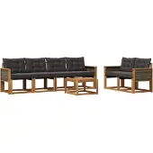 vidaXL Buiten bank set 7 st Naturel en Zwart