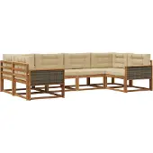 vidaXL Buiten bank set 6 st Natuurlijk en Beige