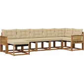 vidaXL Buiten bank set 7 st Natuurlijk en Beige