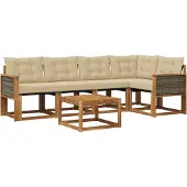 vidaXL Buiten bank set 6 st Natuurlijk en Beige