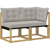 vidaXL 2 st Outdoor Midden- en Hoekbank Wit