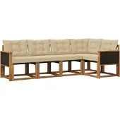 vidaXL Buiten bank set 5 st Natuurlijk en Beige