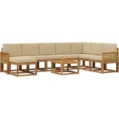 vidaXL Buiten bank set 9 st Natuurlijk en Beige Massief Acacia Hout