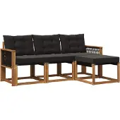 vidaXL Buiten bank set 4 st Naturel en Zwart