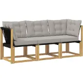 vidaXL 3 st Outdoor Midden- en Hoekbank Wit