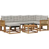 vidaXL Buiten bank set 7 st Naturel en lichtgrijs