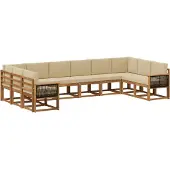 vidaXL Buiten bank set 10 st Natuurlijk en Beige Massief Acacia Hout