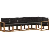 vidaXL Buiten bank set 6 st Naturel en Zwart