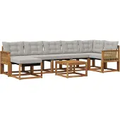 vidaXL Buiten bank set 8 st Naturel en lichtgrijs