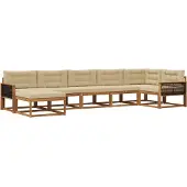 vidaXL Buiten bank set 7 st Natuurlijk en Beige