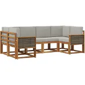 vidaXL Buiten bank set 6 st Naturel en lichtgrijs Massief Acacia Hout