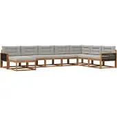 vidaXL Buiten bank set 8 st Naturel en lichtgrijs