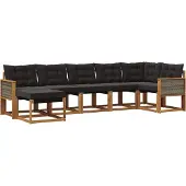 vidaXL Buiten bank set 7 st Naturel en Zwart