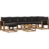 vidaXL Buiten bank set 8 st Naturel en Zwart