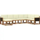 vidaXL Buiten bank set 8 st Natuurlijk en Crème Massief Acacia Hout