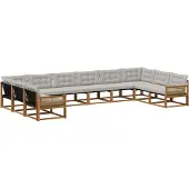 vidaXL Buiten bank set 10 st Naturel en lichtgrijs