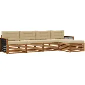 vidaXL Buiten bank set 5 st Natuurlijk en Beige
