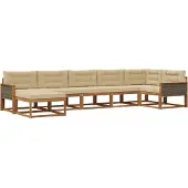 vidaXL Buiten bank set 7 st Natuurlijk en Beige