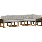 vidaXL Buiten bank set 6 st Naturel en lichtgrijs