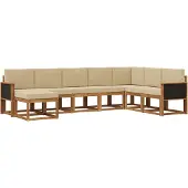 vidaXL Buiten bank set 8 st Natuurlijk en Beige Massief Acacia Hout