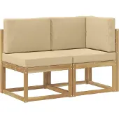 vidaXL Outdoor Midden- en Hoekbank 2 Stuk Wit Massief Acacia Hout