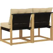 vidaXL 2 st Buiten Midden Sofa Massief acaciahout en Textilene-stof